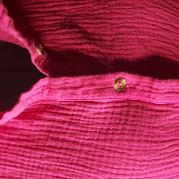 MISSGUIDED Hot Pink Crushed Cotton Buttoned Down Long Shirt Duster - Picture 5 of 7